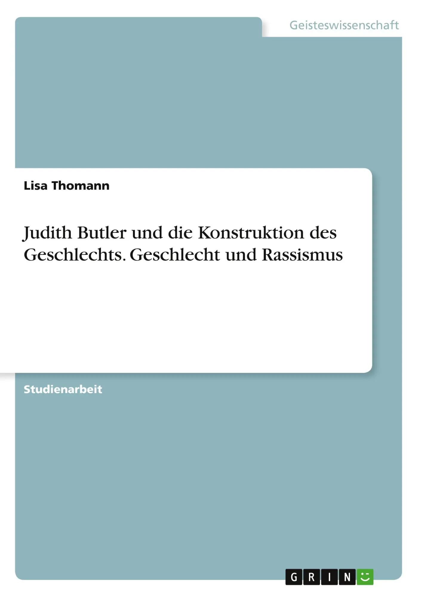 Lisa Thomann | Judith Butler Und Die Konstruktion Des Geschlechts. Geschlecht...-image