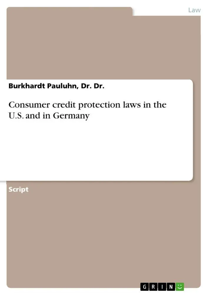 Pauluhn | Consumer Credit Protection Laws In The U.S. And In Germany | Buch-image