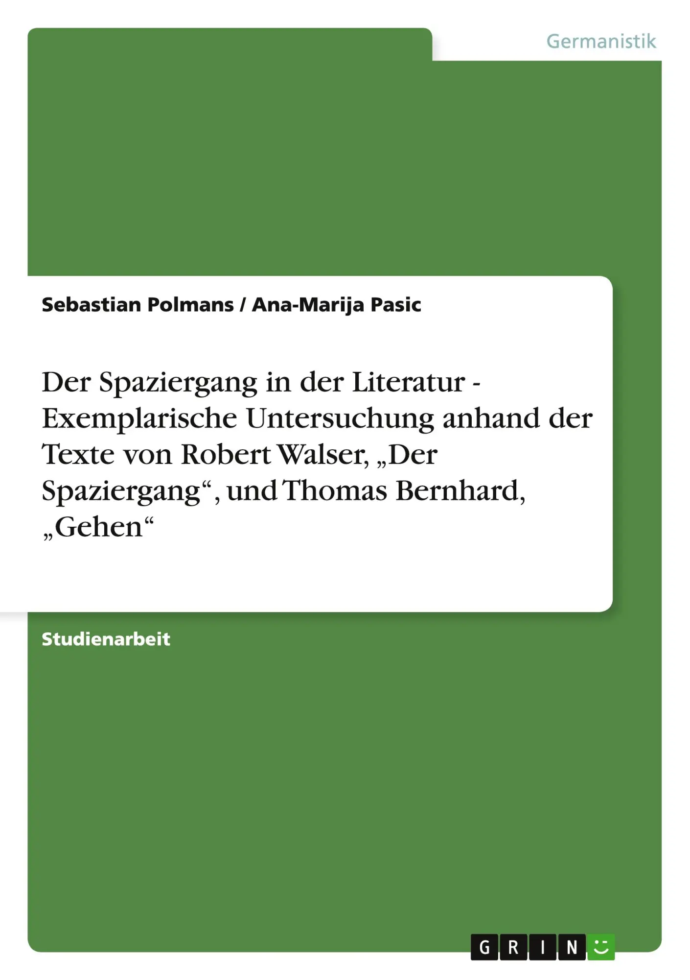 Sebastian Polmans (U. A.) | Der Spaziergang In Der Literatur - Exemplarische...-image