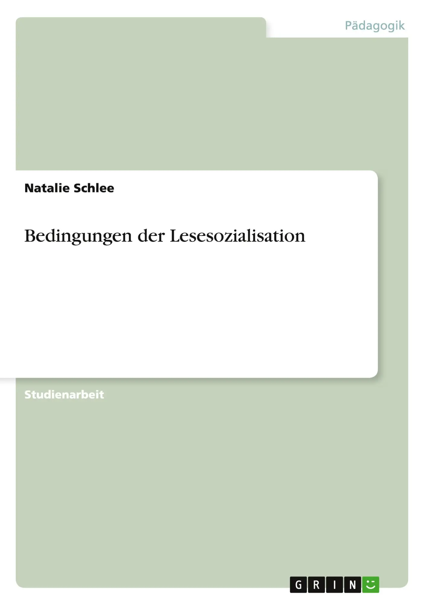 Natalie Schlee | Bedingungen Der Lesesozialisation | Taschenbuch | Deutsch-image